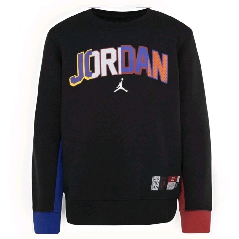 Vintage Jordan Black Crewneck Sweater 23 Colorblock Colorful Top Youth Big Boy L